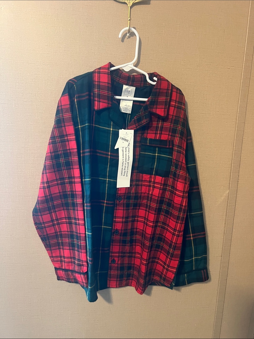GAP Kids Red & Dark Green Plaid Button-Front Shirt
